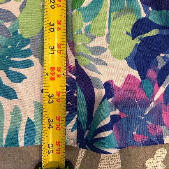 🌴”Dressbarn” Women’s Tropical Floral Print Blues/Greens/Purple Hues Midi Dress🌿 - Picture 9 of 12